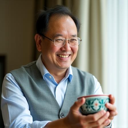 Collector showing vintage porcelain